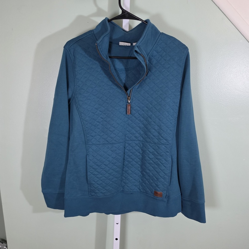 L.L. Bean‎ Women's Quilted Quarter Zip Pullover Deep Admiral Blue Size Large
